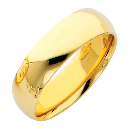 14KT REAL GOLD PLAIN TRADITIONAL WEDDING BAND 6MM