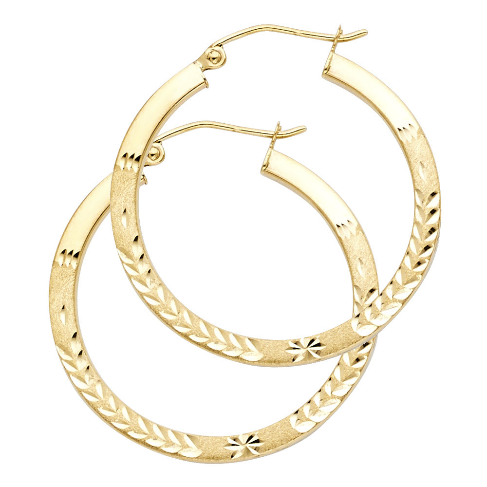 14K YELLOW GOLD HOOP EARRING FOR WOMEN