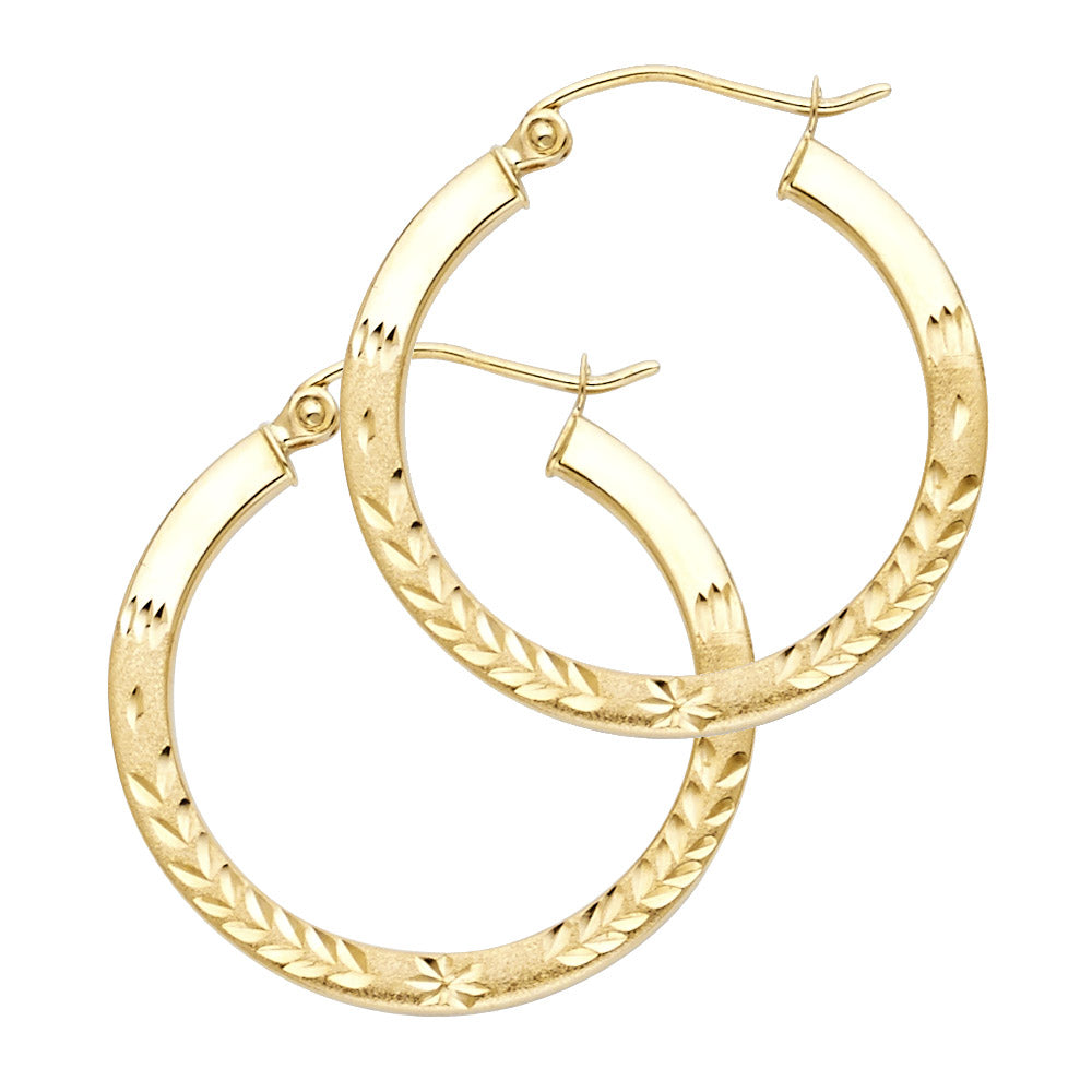 14K YELLOW GOLD HOOP EARRING FOR WOMEN