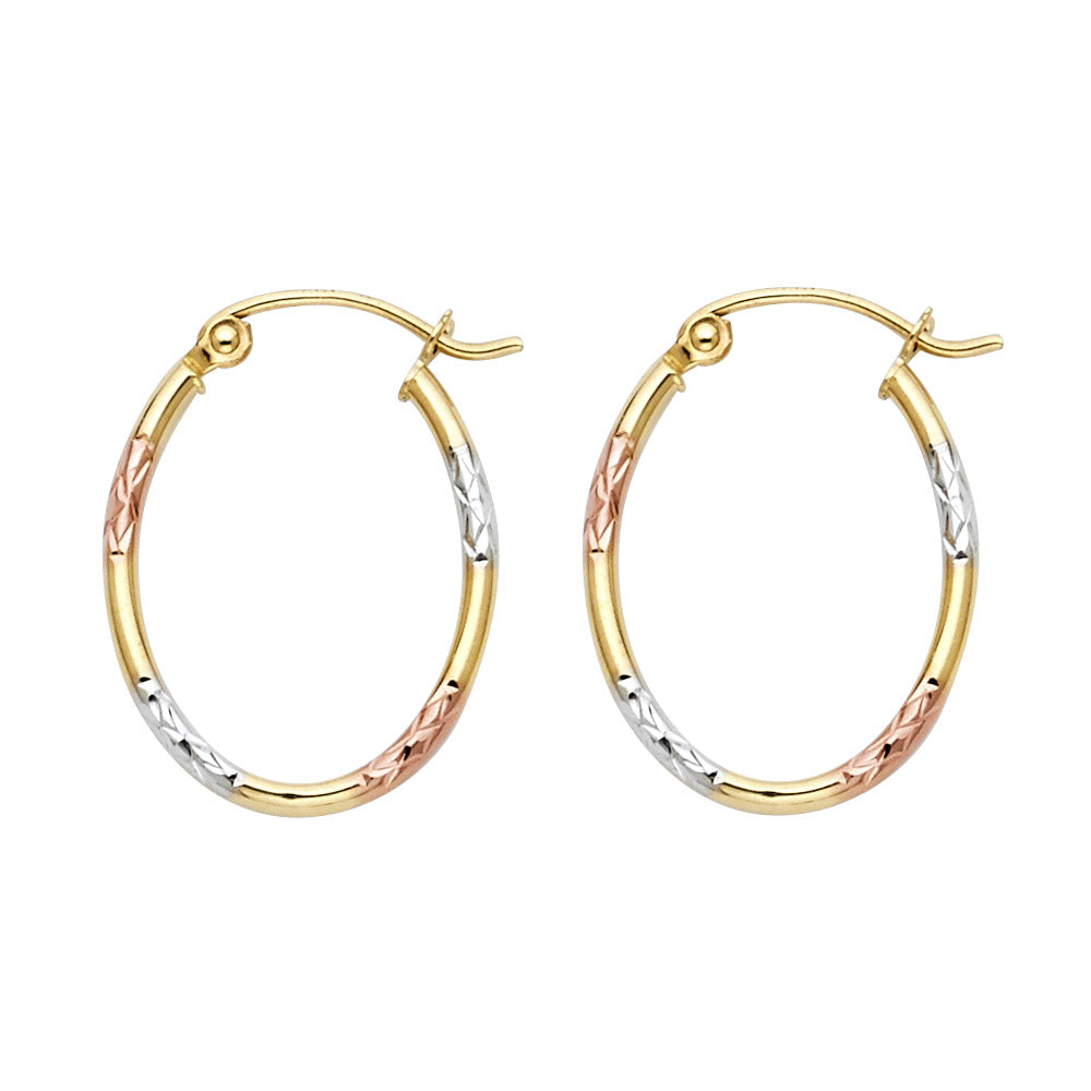 14KT REAL GOLD FANCY HOOP EARRING FOR WOMEN