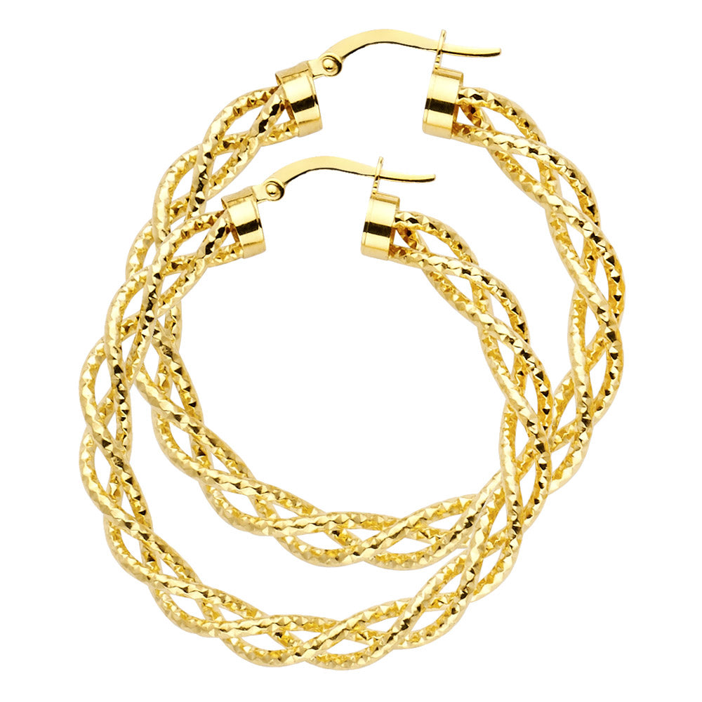 14KT REAL GOLD FANCY HOOP EARRING FOR WOMEN