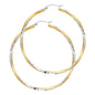 14K YELLOW GOLD TWO-TONE TWISTED HOOP EARRING FOR WOMEN