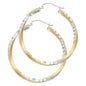 14KT REAL GOLD TWO TONE HOOP EARRING FOR WOMEN
