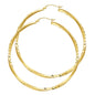 14K YELLOW GOLD TWISTED HOOP EARRING FOR WOMEN