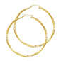14K YELLOW GOLD TWISTED HOOP EARRING FOR WOMEN