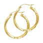 14K YELLOW GOLD TWISTED HOOP EARRING FOR WOMEN