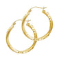 14K YELLOW GOLD TWISTED HOOP EARRING FOR WOMEN