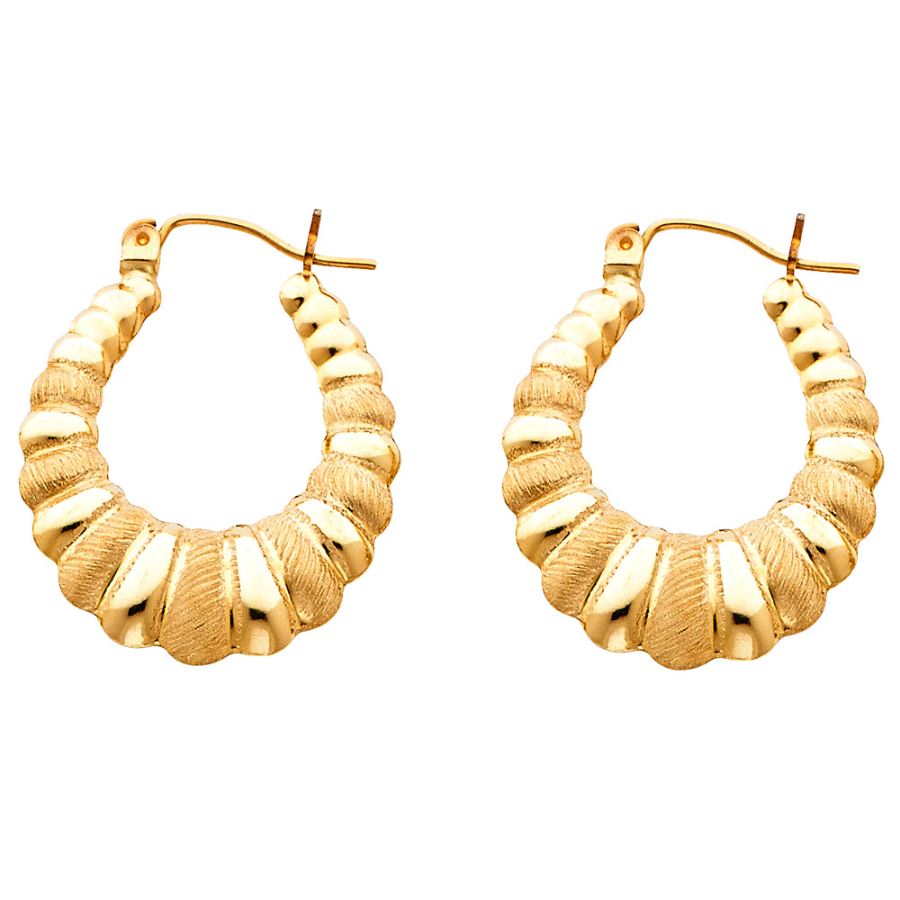 14K REAL YELLOW GOLD SHRIMP HOOP EARRING