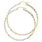 14K YELLOW GOLD TWO-TONE TWISTED DIAMOND CUT EARRING FOR WOMEN