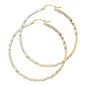 14K YELLOW GOLD TWO-TONE TWISTED DIAMOND CUT EARRING FOR WOMEN
