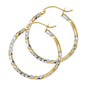 14K YELLOW GOLD TWO-TONE TWISTED DIAMOND CUT EARRING FOR WOMEN