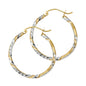 14K YELLOW GOLD TWO-TONE TWISTED DIAMOND CUT EARRING FOR WOMEN