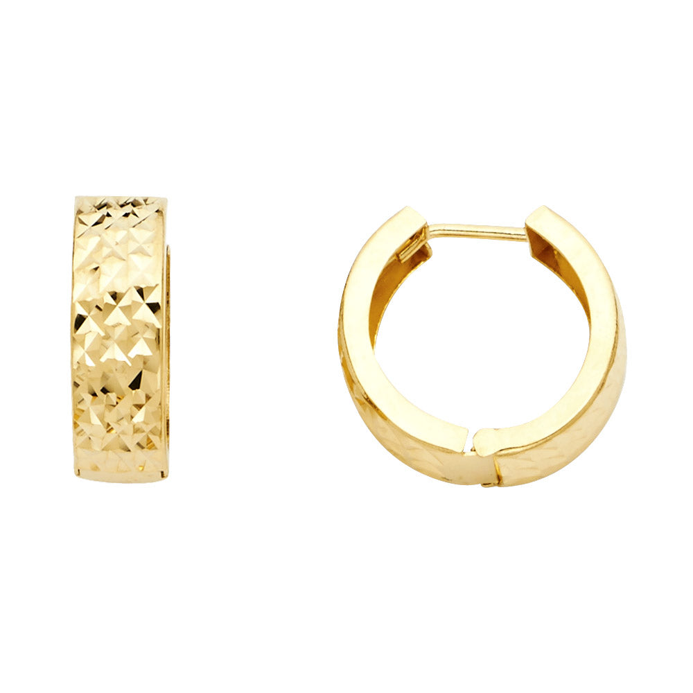 14KT REAL GOLD FANCY HUGGIE EARRING FOR WOMEN