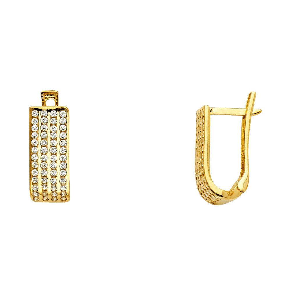 14KT REAL GOLD FANCY HUGGIE EARRING FOR WOMEN