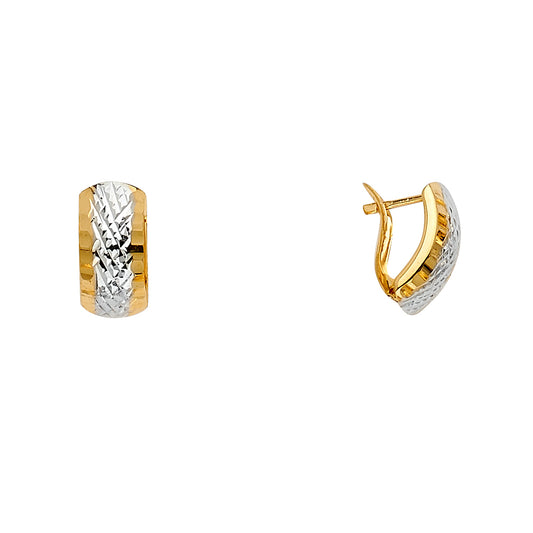 14KT REAL GOLD FANCY HUGGIE EARRING FOR WOMEN