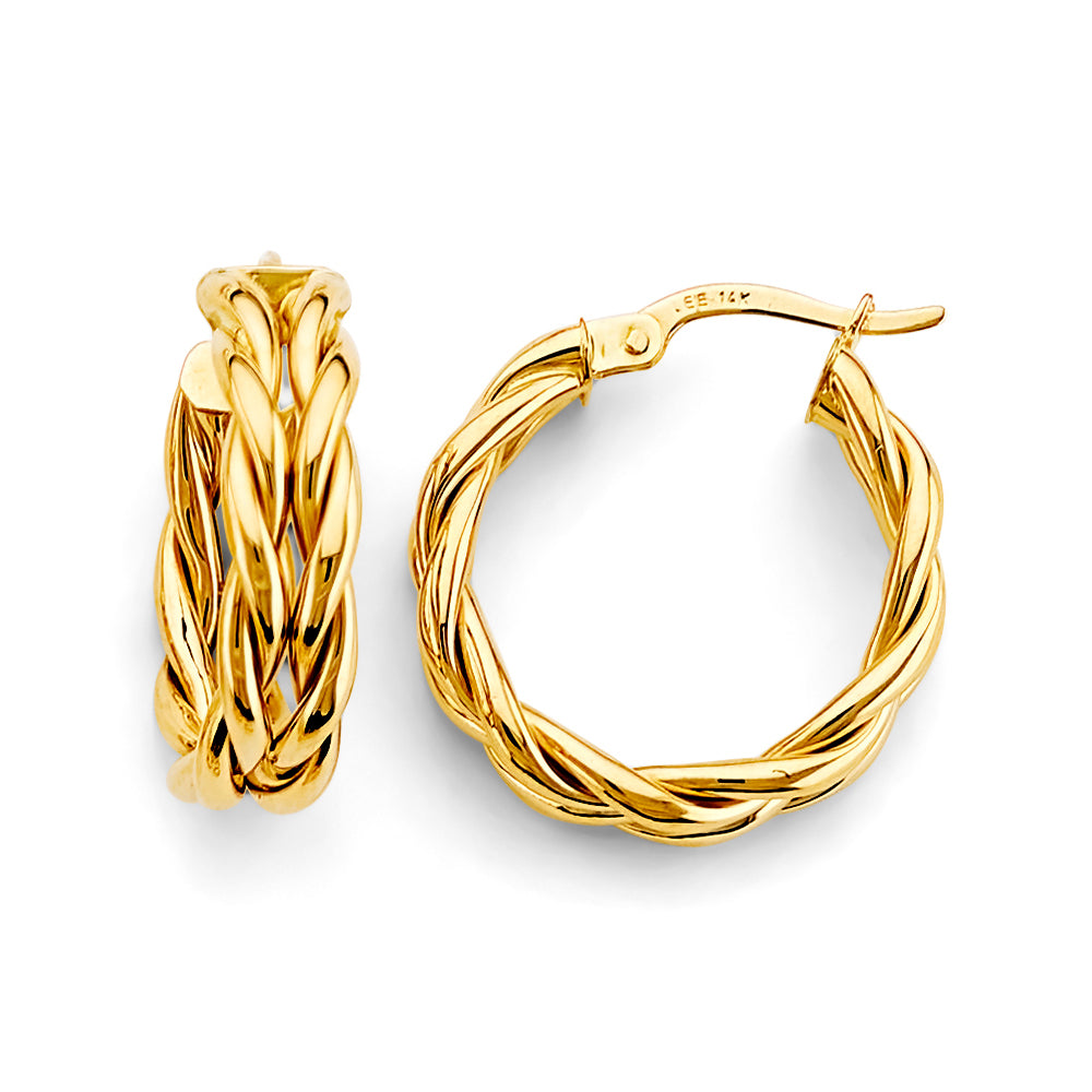 14KT REAL GOLD FANCY HOOP EARRING FOR WOMEN