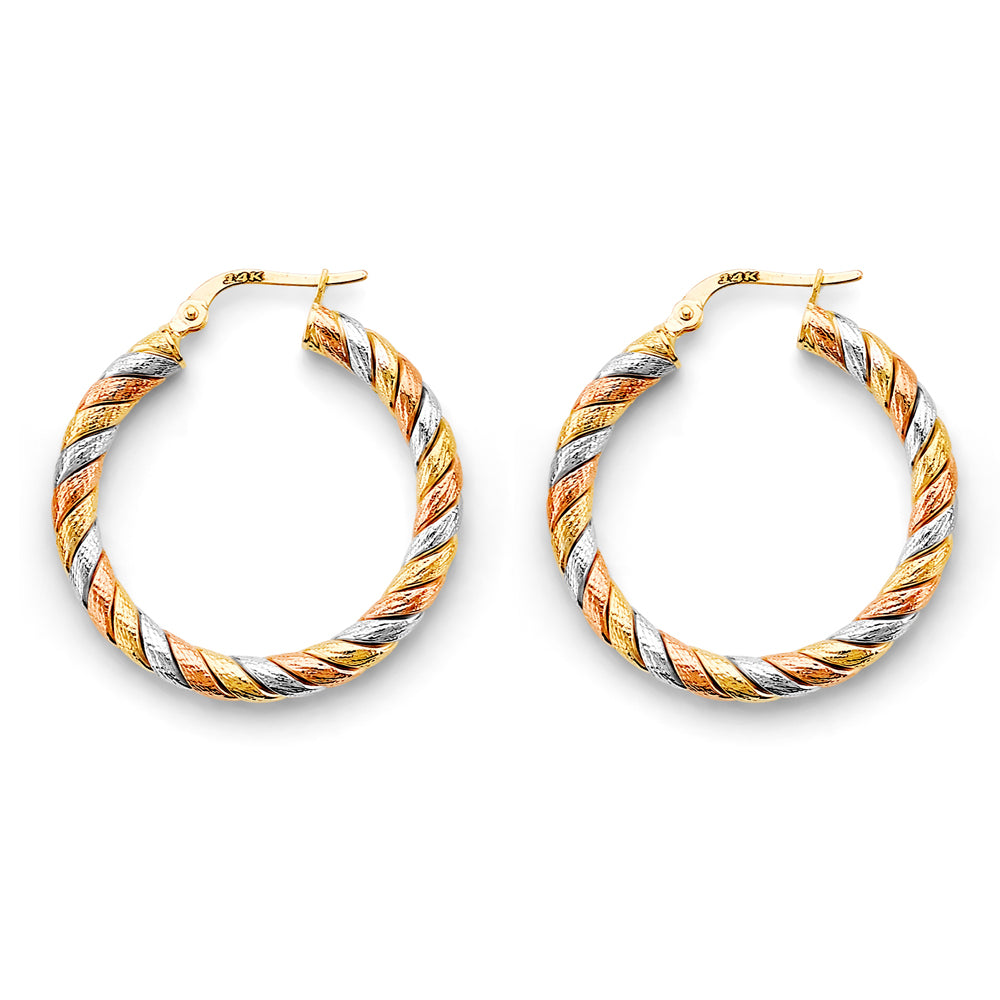 14KT REAL GOLD FANCY HOOP EARRING FOR WOMEN