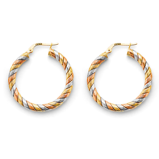 14KT REAL GOLD FANCY HOOP EARRING FOR WOMEN