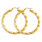 14K YELLOW GOLD TWISTED HOOP EARRING
