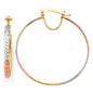 14KT REAL GOLD TWO TONE HOOP EARRING FOR WOMEN