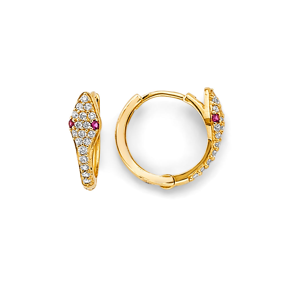 14KT REAL GOLD FANCY HUGGIE EARRING FOR WOMEN