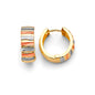 14KT REAL GOLD TRIO COLOR HUGGIE EARRING FOR WOMEN