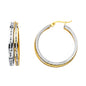 14KT REAL GOLD HOOP EARRINGS TWO TONE