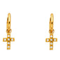 14KT REAL GOLD CROSS HANGING EARRINGS