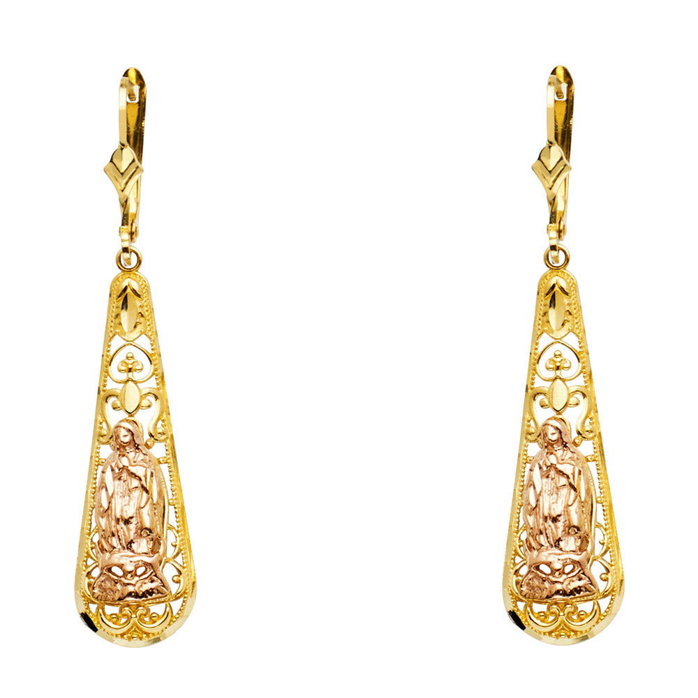 14kt REAL GOLD VIRGIN MARY EARRINGS