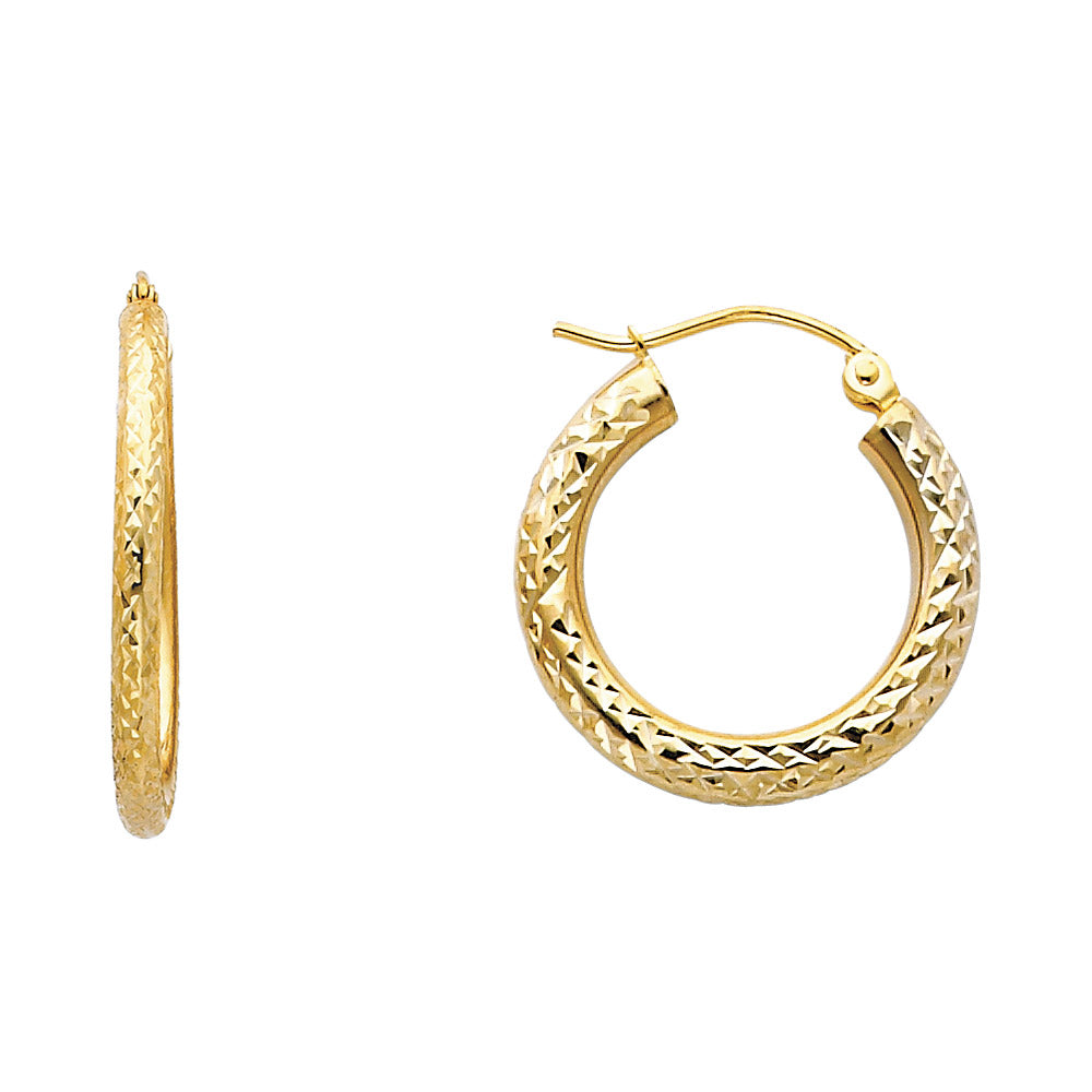 14KT REAL GOLD HOOPS EARRINGS FOR WOMEN