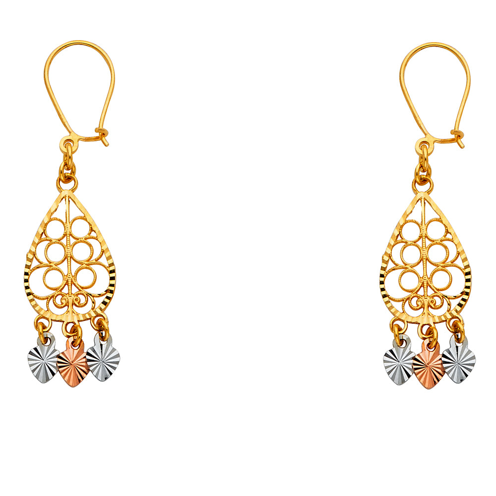 14kt Real Gold Chandelier Earrings