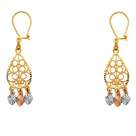 14kt Real Gold Chandelier Earrings