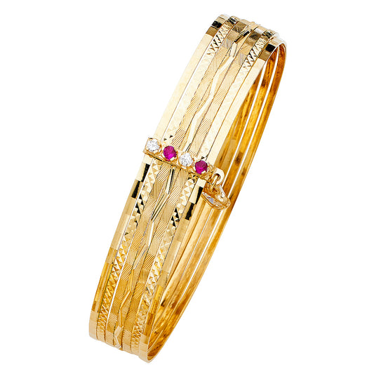 14KT REAL GOLD HOLLOW BANGLE