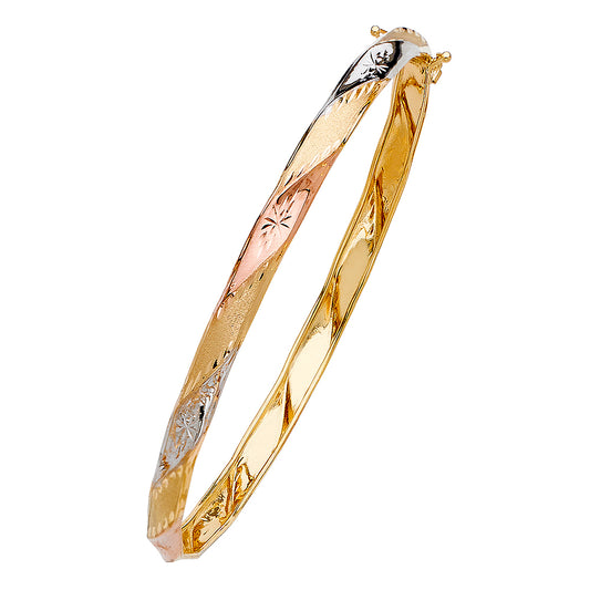 14KT REAL GOLD TRICOLOR FLEXIBLE BANGLE