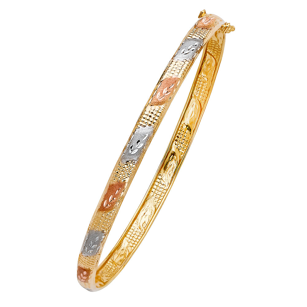 14KT REAL GOLD TRICOLOR FLEXIBLE BANGLE