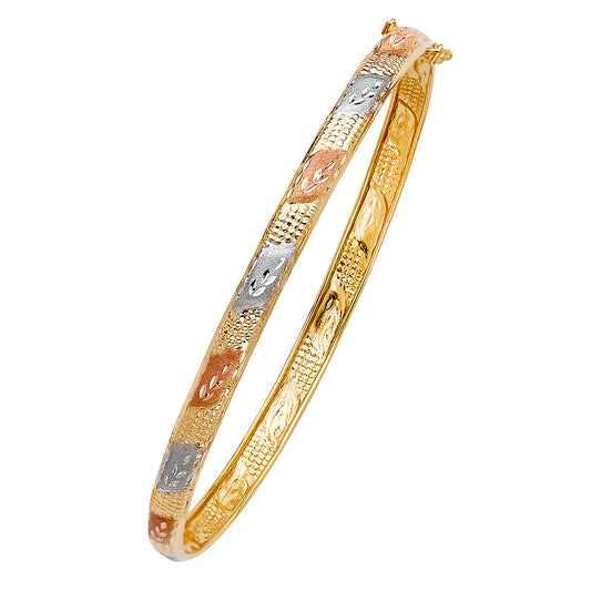14KT REAL GOLD TRICOLOR FLEXIBLE BANGLE