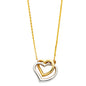 14KT REAL GOLD TWO TONE DOUBLE HEART ADJUSTABLE NECKLACE FOR WOMEN