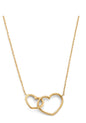 14KT REAL GOLD TWO HEART ADJUSTABLE NECKLACE FOR WOMEN