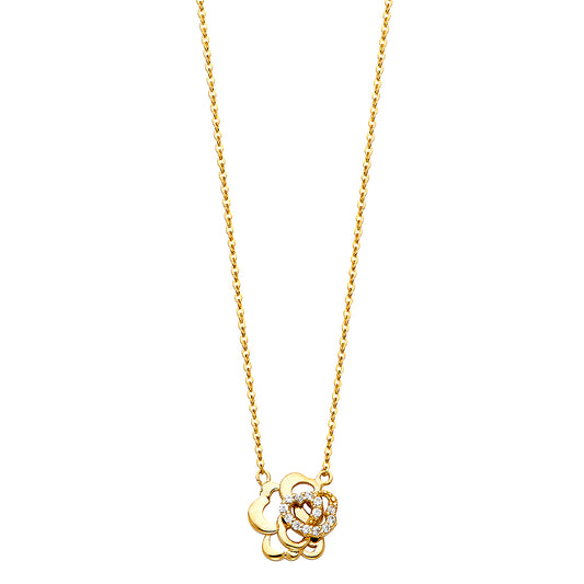 14KT REAL GOLD FLOWER NECKLACE FOR WOMEN