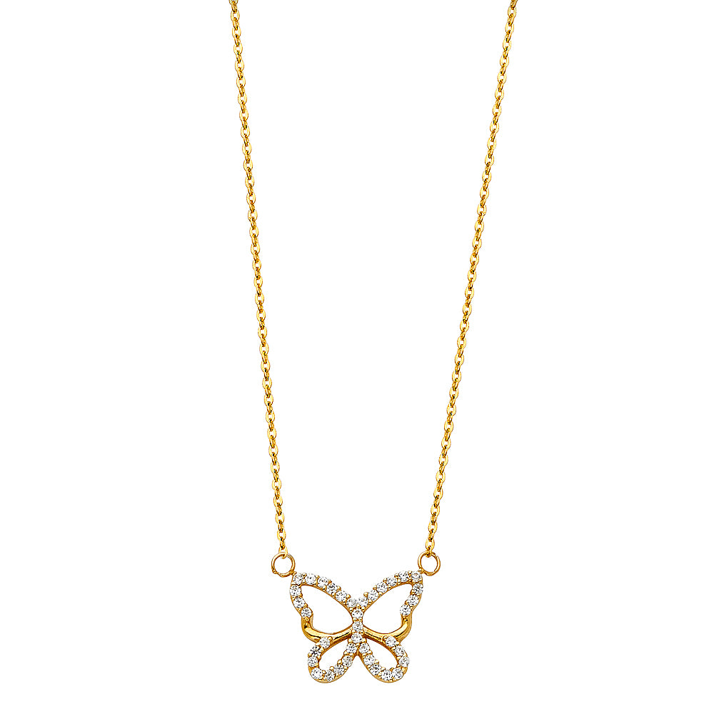 14KT REAL GOLD BUTTERFLY NECKLACE FOR WOMEN