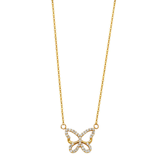 14KT REAL GOLD BUTTERFLY NECKLACE FOR WOMEN