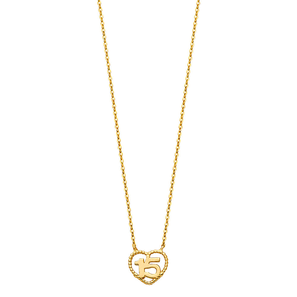 14KT REAL GOLD QUINCEANOS NECKLACE FOR WOMEN