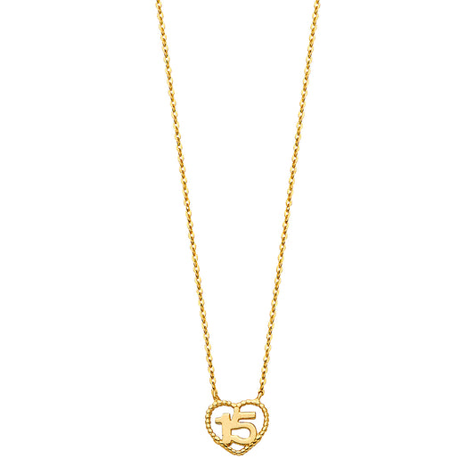 14KT REAL GOLD QUINCEANOS NECKLACE FOR WOMEN