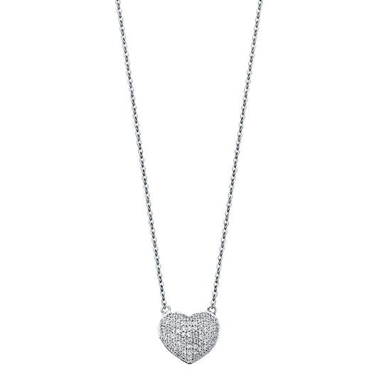 14KT REAL WHITE GOLD HEART NECKLACE