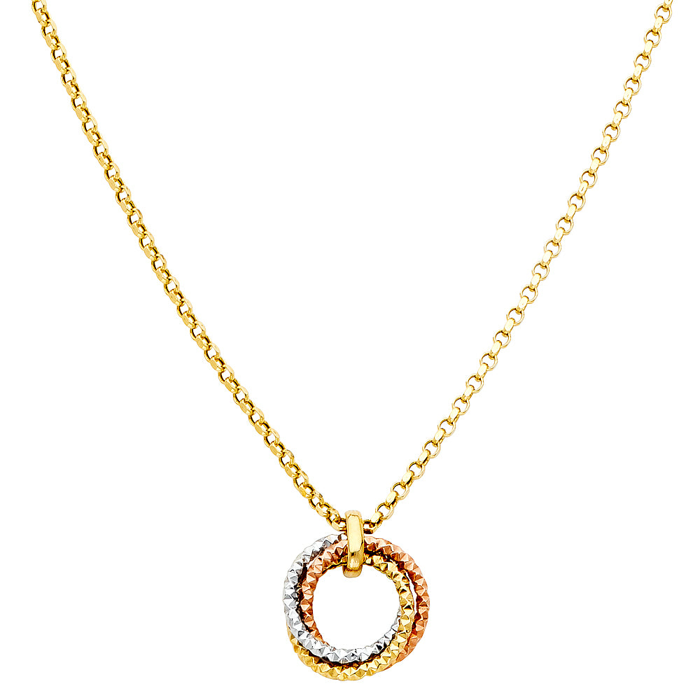 14KT REAL GOLD TRIO COLOR NECKLACE FOR WOMEN
