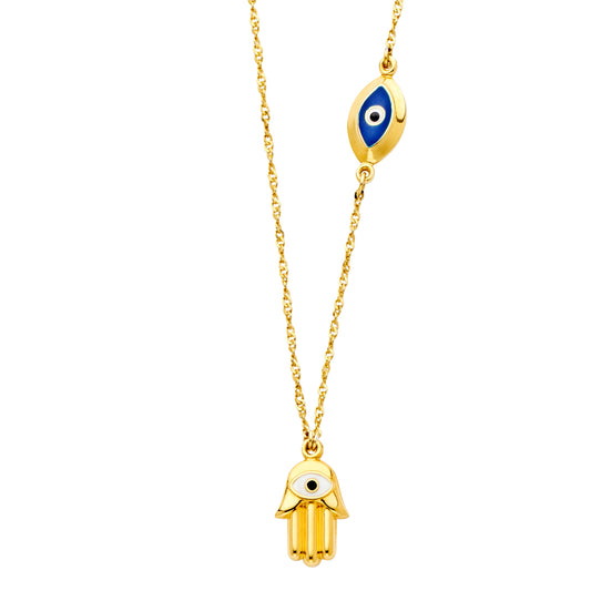 14KT REAL GOLD HAMSA NECKLACE FOR WOMEN