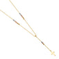 14KT REAL GOLD TRIO COLOR ROSARY NECKLACE