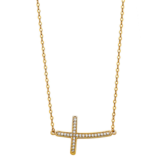 14KT REAL GOLD CROSS NECKLACE FOR WOMEN
