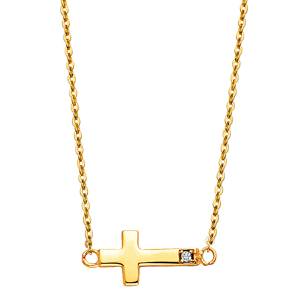 14KT REAL GOLD CROSS NECKLACE FOR WOMEN