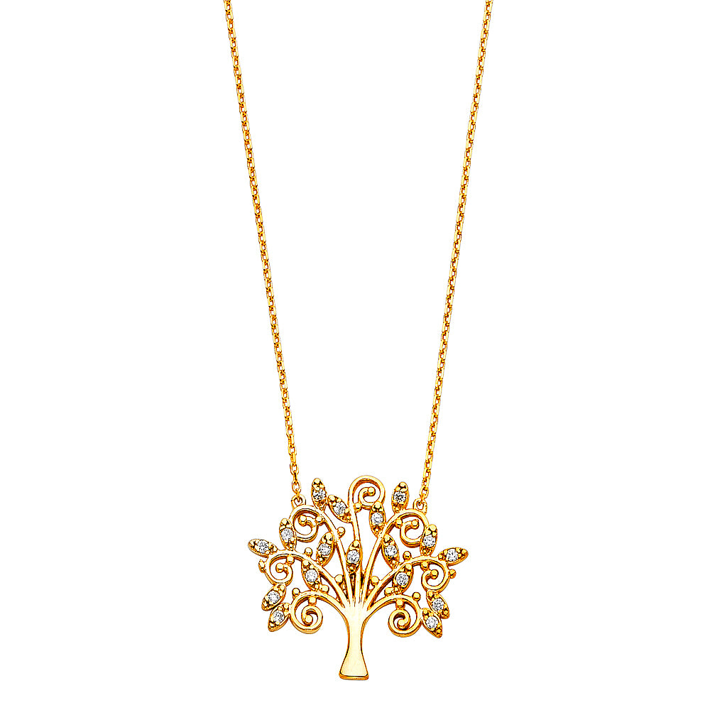 14KT REAL GOLD LIFE TREE NECKLACE FOR WOMEN
